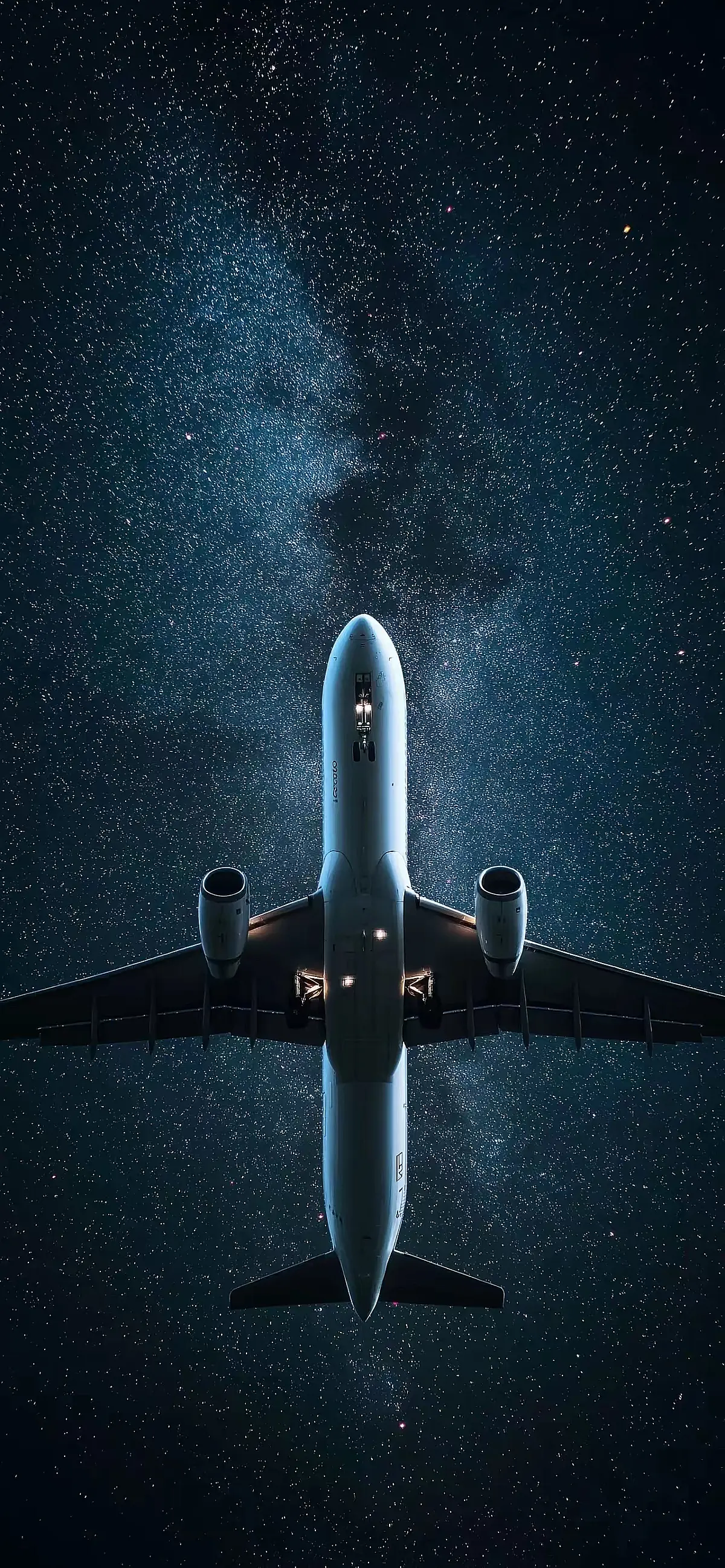 星空下仰视飞机