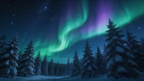 雪夜极光2K高清壁纸